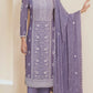 Anaita Purple Chinon Embroidered Thread Work Stitched Salwar Suit