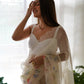 Vamsee White Organza Saree - Swadesiicart