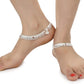 AanyaCentric Silver Plated White Metal Payal Indian Traditional Ethnic Fashion Imitation Jewellery Foot Chain | Swadesiicart