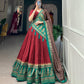 Lorenvalley Fashion Red Tasar Silk Print With Foil Print Lehenga Choli with Dupatta | Swadesiicart