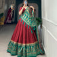 Lorenvalley Fashion Red Tasar Silk Print With Foil Print Lehenga Choli with Dupatta | Swadesiicart