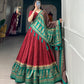 Lorenvalley Fashion Red Tasar Silk Print With Foil Print Lehenga Choli with Dupatta | Swadesiicart
