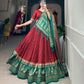 Lorenvalley Fashion Red Tasar Silk Print With Foil Print Lehenga Choli with Dupatta | Swadesiicart