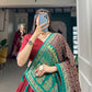Lorenvalley Fashion Red Tasar Silk Print With Foil Print Lehenga Choli with Dupatta | Swadesiicart