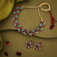Tehzeeb Creations Brass Gold-Polished Gold, Pink, Blue Jewel Set - Swadesiicart
