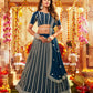 Anaita Teal-Blue Georgette Lehenga Choli With Sequence & Thread Work