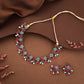 Tehzeeb Creations Brass Gold-Polished Gold, Pink, Blue Jewel Set - Swadesiicart