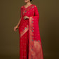Monjolika Fashion Dark Pink Banarasi Silk Blend SareeWith Zari Woven Detailing | Swadesiicart
