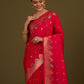 Monjolika Fashion Dark Pink Banarasi Silk Blend SareeWith Zari Woven Detailing | Swadesiicart