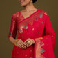 Monjolika Fashion Dark Pink Banarasi Silk Blend SareeWith Zari Woven Detailing | Swadesiicart