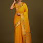 Monjolika Fashion Yellow Banarasi Silk Blend SareeWith Zari Woven Detailing | Swadesiicart
