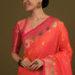 Monjolika Fashion Dark Peach Banarasi Silk Blend SareeWith Zari Woven Detailing | Swadesiicart