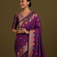 Monjolika Fashion Dark Violet Banarasi Silk Blend SareeWith Zari Woven Detailing | Swadesiicart