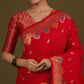 Monjolika Fashion Red Banarasi Silk Blend SareeWith Zari Woven Detailing | Swadesiicart