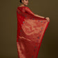 Monjolika Fashion Red Banarasi Silk Blend SareeWith Zari Woven Detailing | Swadesiicart