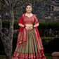 Lorenvalley Maroon and Brown Tussar Silk Floral Print with Foil Printed Lehenga Choli | Swadesiicart