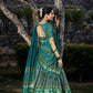 Lorenvalley Seagreen Tussar Silk Floral Print with Foil Printed Lehenga Choli | Swadesiicart