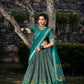 Lorenvalley Seagreen Tussar Silk Floral Print with Foil Printed Lehenga Choli | Swadesiicart