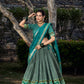 Lorenvalley Seagreen Tussar Silk Floral Print with Foil Printed Lehenga Choli | Swadesiicart