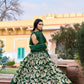 Lorenvalley Green Tussar Silk Floral Printed with Foil Printed Lehenga Choli | Swadesiicart
