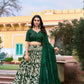 Lorenvalley Green Tussar Silk Floral Printed with Foil Printed Lehenga Choli | Swadesiicart