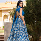 Lorenvalley Blue Tussar Silk Floral Printed with Foil Printed Lehenga Choli | Swadesiicart