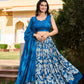 Lorenvalley Blue Tussar Silk Floral Printed with Foil Printed Lehenga Choli | Swadesiicart