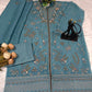 Anaita D Blue Chiffon Suit With Embroidery Work