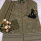 Anaita Mehndi Chiffon Suit With Embroidery Work