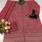 Anaita Pink Chiffon Suit With Embroidery Work