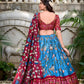 Lorenvalley Firozi Tussar Silk Pichwai With Patola Print And Zari Weaving Border Lehenga Choli with Dupatta | Swadesiicart