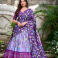 Lorenvalley Lavender Tussar Silk Pichwai With Patola Print And Zari Weaving Border Lehenga Choli with Dupatta | Swadesiicart