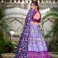 Lorenvalley Lavender Tussar Silk Pichwai With Patola Print And Zari Weaving Border Lehenga Choli with Dupatta | Swadesiicart