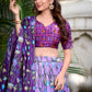 Lorenvalley Lavender Tussar Silk Pichwai With Patola Print And Zari Weaving Border Lehenga Choli with Dupatta | Swadesiicart