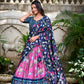 Lorenvalley Pink Tussar Silk Pichwai With Patola Print And Zari Weaving Border Lehenga Choli with Dupatta | Swadesiicart