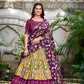 Lorenvalley Yellow Tussar Silk Pichwai With Patola Print And Zari Weaving Border Lehenga Choli with Dupatta - Swadesiicart