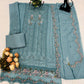 Anaita Blue Chiffon Suit with Embroidery & Crystal Khatli Work