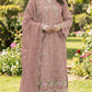 Anaita Peach Chiffon Suit with Embroidery & Crystal Khatli Work