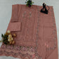 Anaita Peach Chiffon Suit with Embroidery & Crystal Khatli Work