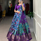 Lorenvalley Purple Tussar Silk Kalamkari Print with Foil Work Border Lehenga Choli with Dupatta | Swadesiicart