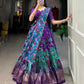 Lorenvalley Purple Tussar Silk Kalamkari Print with Foil Work Border Lehenga Choli with Dupatta | Swadesiicart