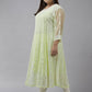 ADA Women Lime Green & White Ethnic Motifs Plus Size Chikankari Georgette Anarkali Kurta | Swadesiicart