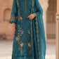 Anaita Teal Blue Silk Suit With Embroidery & Sequence Work