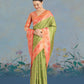 Monjolika Fashion Olive Green Color Weaving Banarasi Tissue Silk Classic Saree | Swadesiicart