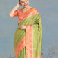 Monjolika Fashion Olive Green Color Weaving Banarasi Tissue Silk Classic Saree | Swadesiicart