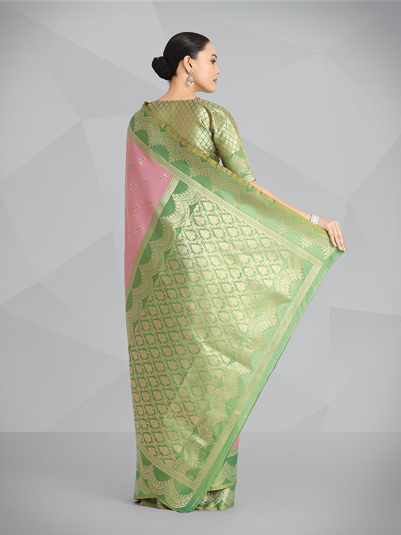 Monjolika Fashion Mauve Pink Color Weaving Banarasi Tissue Silk Classic Saree | Swadesiicart