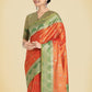 Monjolika Fashion Orange Color Weaving Banarasi Tissue Silk Classic Saree | Swadesiicart