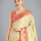 Monjolika Fashion Cream Color Weaving Banarasi Tissue Silk Classic Saree | Swadesiicart
