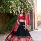 Lorenvalley Fashion Black Tussar Silk Patola Printed With Foil Work Lehenga Choli with Dupatta - Swadesiicart
