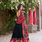 Lorenvalley Fashion Black Tussar Silk Patola Printed With Foil Work Lehenga Choli with Dupatta - Swadesiicart